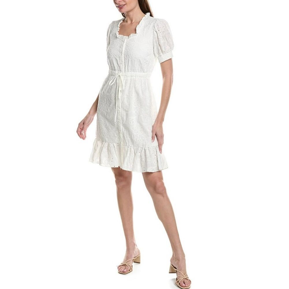 NWT 🏷 Nanette Nanette Lepore womens Olivia Eyelet Dress, 8, White retails $148